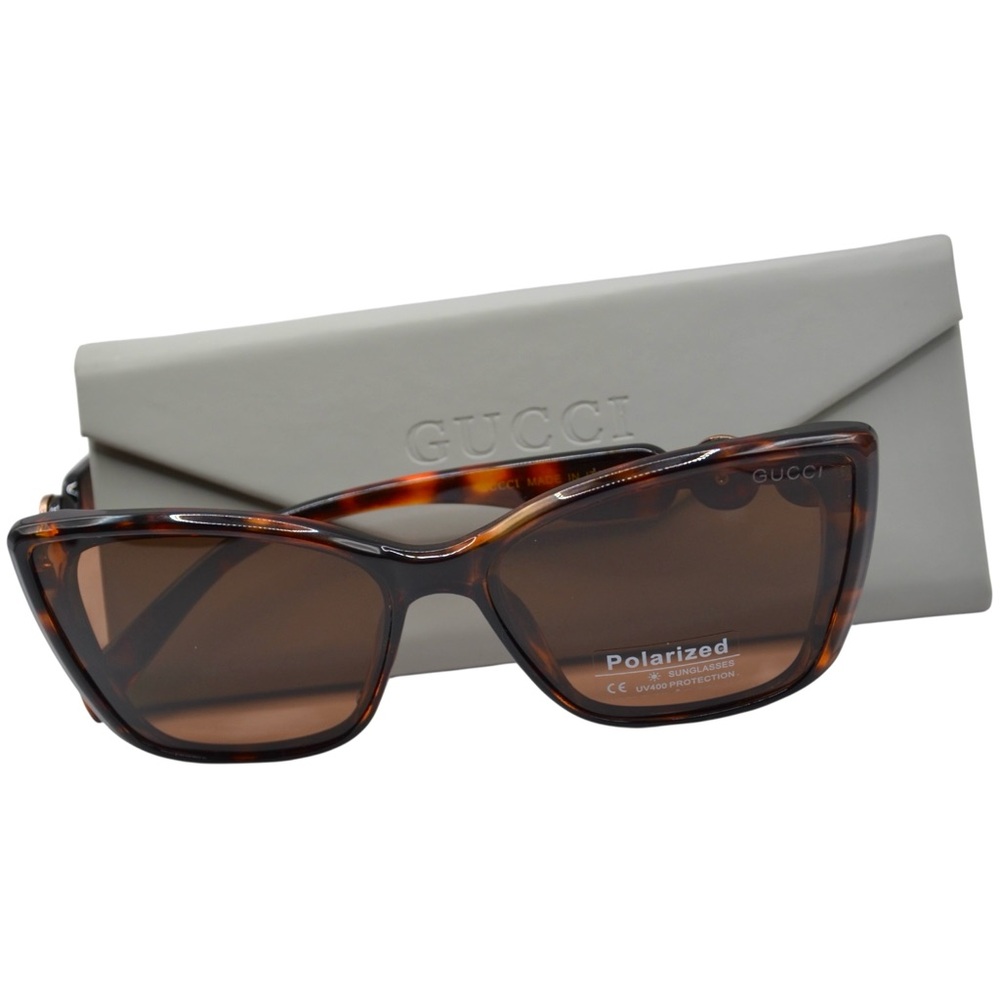 Gucci Women’s Sunglasses | Brown Tortoise Frame | Polarized Brown Lens | Italy - Picture 6 of 14